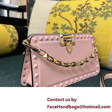 Valentino Rockstud Clutch Bag In Calfskin Pink 2024