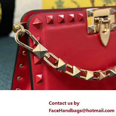 Valentino Rockstud Clutch Bag In Calfskin Red 2024