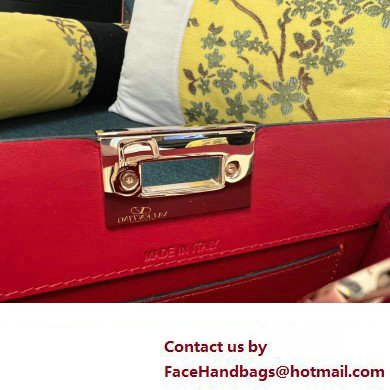 Valentino Rockstud Clutch Bag In Calfskin Red 2024