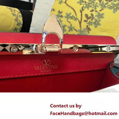 Valentino Rockstud Clutch Bag In Calfskin Red 2024