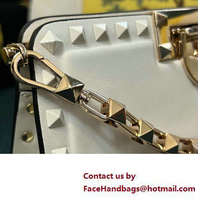 Valentino Rockstud Clutch Bag In Calfskin White 2024 - Click Image to Close