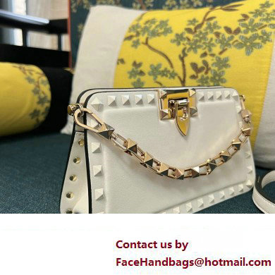 Valentino Rockstud Clutch Bag In Calfskin White 2024