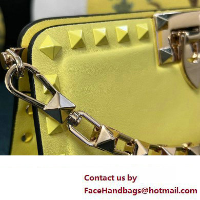 Valentino Rockstud Clutch Bag In Calfskin Yellow 2024