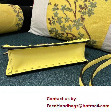 Valentino Rockstud Clutch Bag In Calfskin Yellow 2024