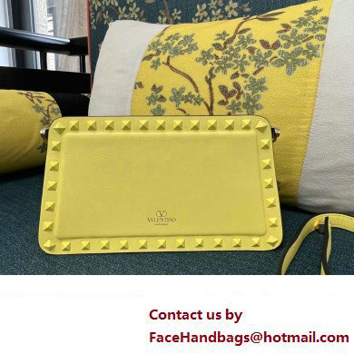 Valentino Rockstud Clutch Bag In Calfskin Yellow 2024