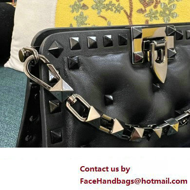 Valentino Rockstud Clutch Bag In Padded Nappa Black 2024