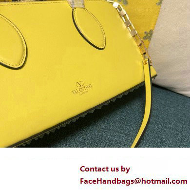 Valentino Rockstud E/W calfskin Large handbag Yellow 2023