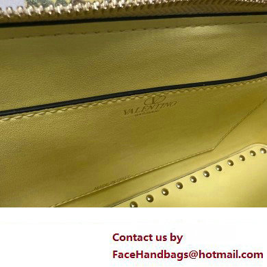 Valentino Rockstud E/W calfskin Large handbag Yellow 2023