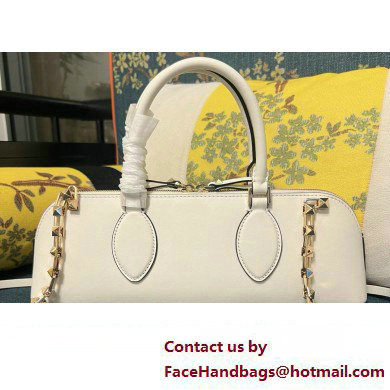 Valentino Rockstud E/W calfskin Small handbag White 2023 - Click Image to Close