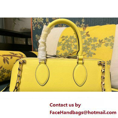 Valentino Rockstud E/W calfskin Small handbag Yellow 2023