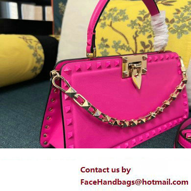 Valentino Rockstud Handbag In Calfskin Fuchsia 2024