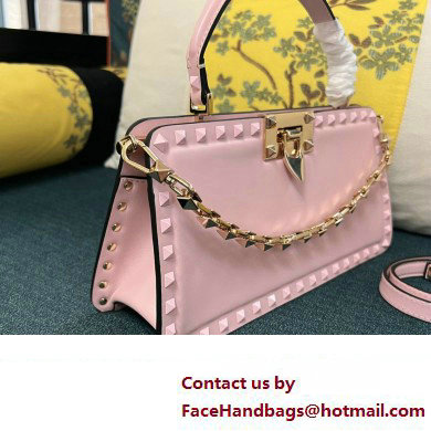 Valentino Rockstud Handbag In Calfskin Pink 2024