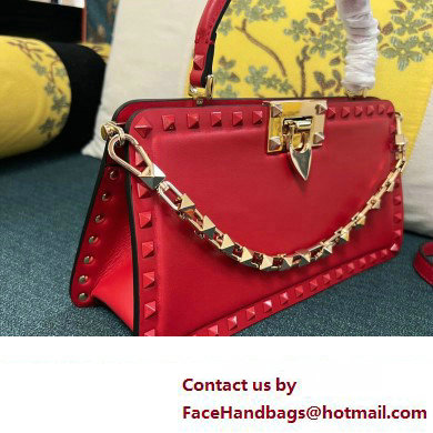 Valentino Rockstud Handbag In Calfskin Red 2024