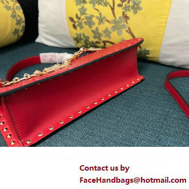 Valentino Rockstud Handbag In Calfskin Red 2024