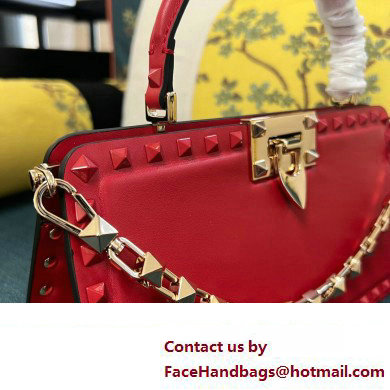 Valentino Rockstud Handbag In Calfskin Red 2024