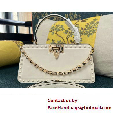 Valentino Rockstud Handbag In Calfskin White 2024 - Click Image to Close