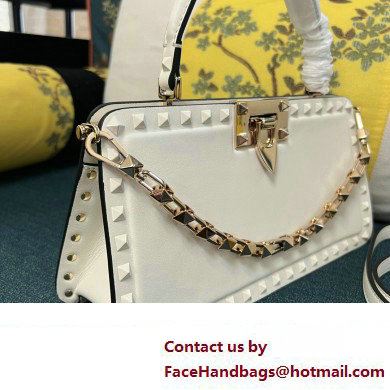 Valentino Rockstud Handbag In Calfskin White 2024