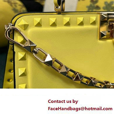 Valentino Rockstud Handbag In Calfskin Yellow 2024