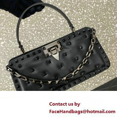 Valentino Rockstud Handbag In Padded Nappa Black 2024