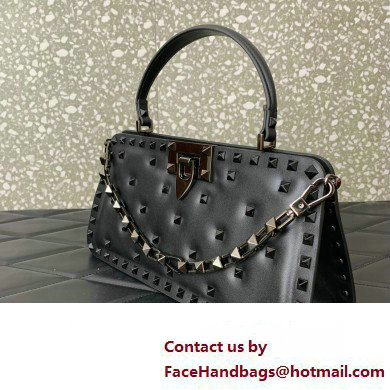 Valentino Rockstud Handbag In Padded Nappa Black 2024