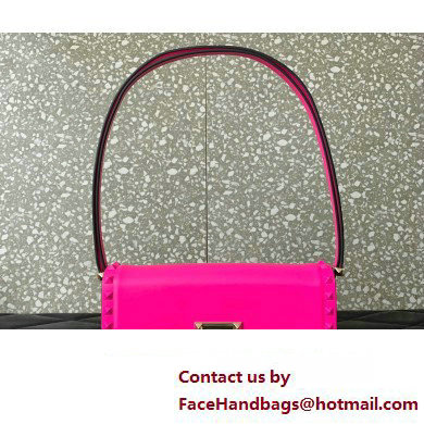 Valentino Rockstud23 E/W Smooth Calfskin Shoulder Bag Fuchsia 2023