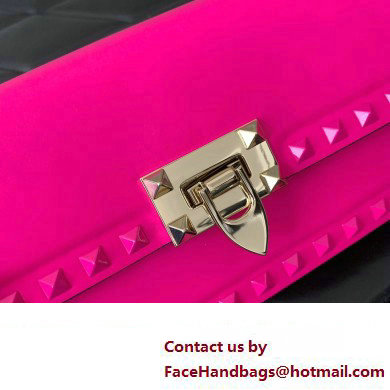 Valentino Rockstud23 E/W Smooth Calfskin Shoulder Bag Fuchsia 2023