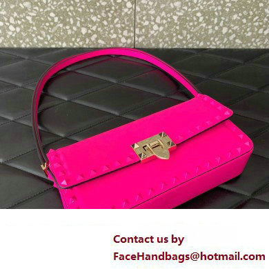 Valentino Rockstud23 E/W Smooth Calfskin Shoulder Bag Fuchsia 2023