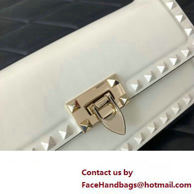 Valentino Rockstud23 E/W Smooth Calfskin Shoulder Bag White 2023