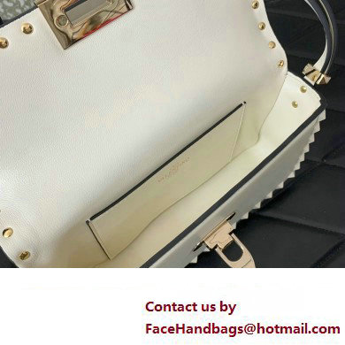 Valentino Rockstud23 E/W Smooth Calfskin Shoulder Bag White 2023