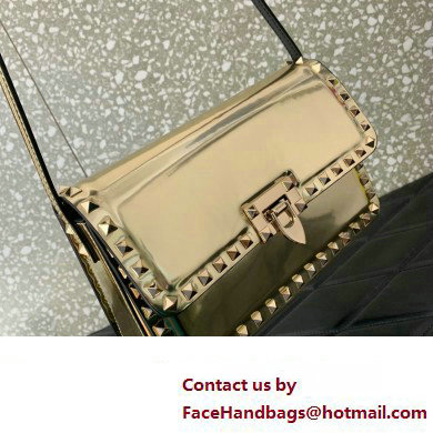 Valentino Rockstud23 Shoulder Bag In Smooth Calfskin 0240 Mirror Gold 2023