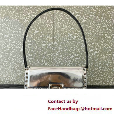 Valentino Rockstud23 Shoulder Bag In Smooth Calfskin 0240 Mirror Silver 2023 - Click Image to Close