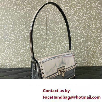 Valentino Rockstud23 Shoulder Bag In Smooth Calfskin 0240 Mirror Silver 2023