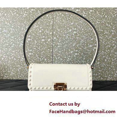 Valentino Rockstud23 Shoulder Bag In Smooth Calfskin 0240 White 2023 - Click Image to Close