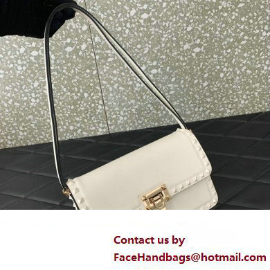 Valentino Rockstud23 Shoulder Bag In Smooth Calfskin 0240 White 2023