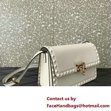 Valentino Rockstud23 Shoulder Bag In Smooth Calfskin 0240 White 2023