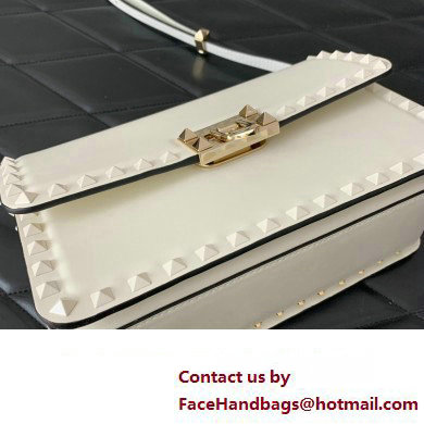 Valentino Rockstud23 Shoulder Bag In Smooth Calfskin 0240 White 2023