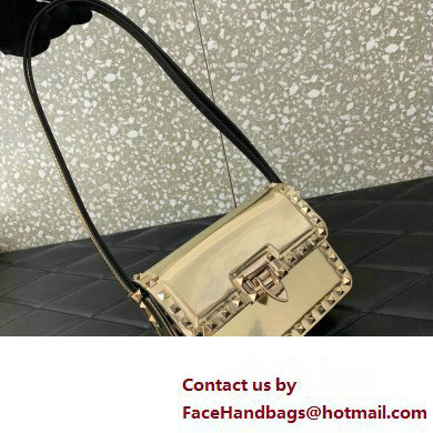 Valentino Rockstud23 Small Shoulder Bag In Smooth Calfskin 0242 Mirror Gold 2023