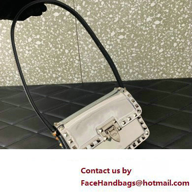 Valentino Rockstud23 Small Shoulder Bag In Smooth Calfskin 0242 Mirror Silver 2023