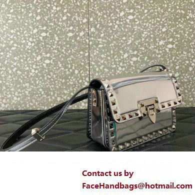 Valentino Rockstud23 Small Shoulder Bag In Smooth Calfskin 0242 Mirror Silver 2023