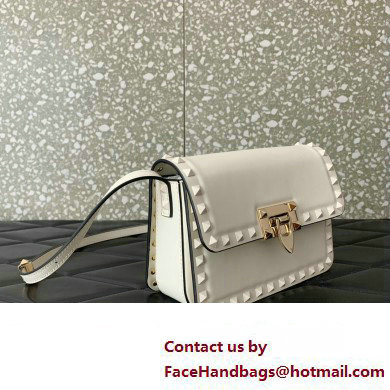 Valentino Rockstud23 Small Shoulder Bag In Smooth Calfskin 0242 White 2023