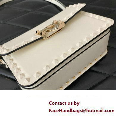 Valentino Rockstud23 Small Shoulder Bag In Smooth Calfskin 0242 White 2023