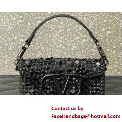 Valentino Small Loco Shoulder Bag Black With Crystals 2024 - Click Image to Close