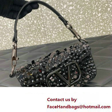 Valentino Small Loco Shoulder Bag Black With Crystals 2024