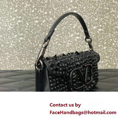 Valentino Small Loco Shoulder Bag Black With Crystals 2024