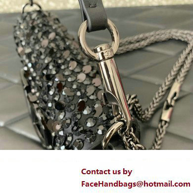 Valentino Small Loco Shoulder Bag Black With Crystals 2024