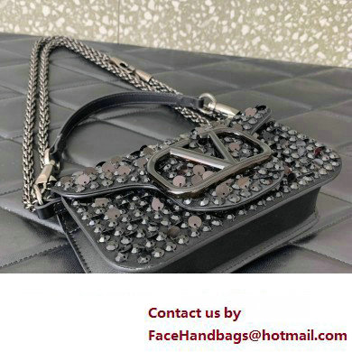 Valentino Small Loco Shoulder Bag Black With Crystals 2024