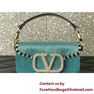 Valentino Small Loco Shoulder Bag Embroidered Green With Crystals 2024