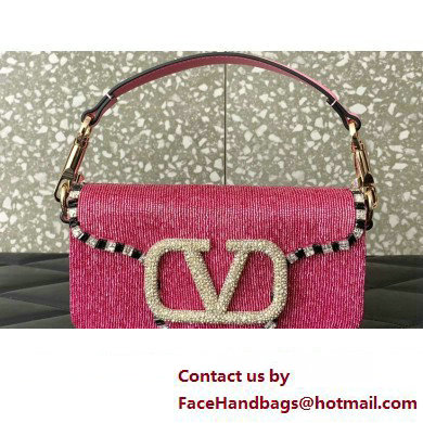 Valentino Small Loco Shoulder Bag Embroidered Pink With Crystals 2024 - Click Image to Close