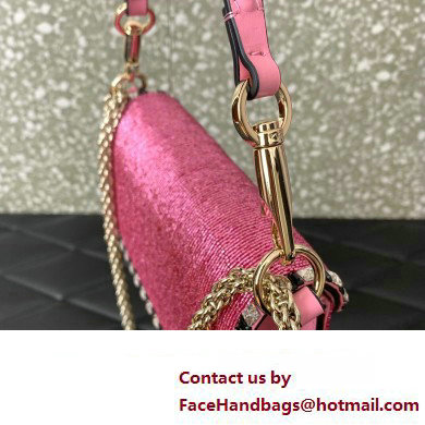 Valentino Small Loco Shoulder Bag Embroidered Pink With Crystals 2024