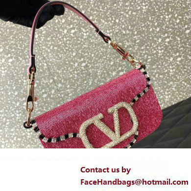 Valentino Small Loco Shoulder Bag Embroidered Pink With Crystals 2024